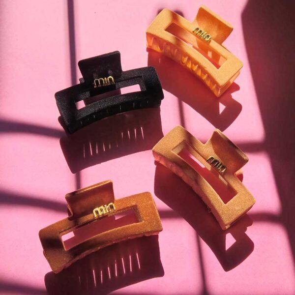 Velvet rectangle hair claw clips