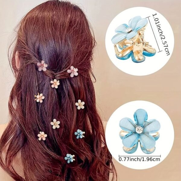 mini crystal metalic hair claw clips combo set - Image 2